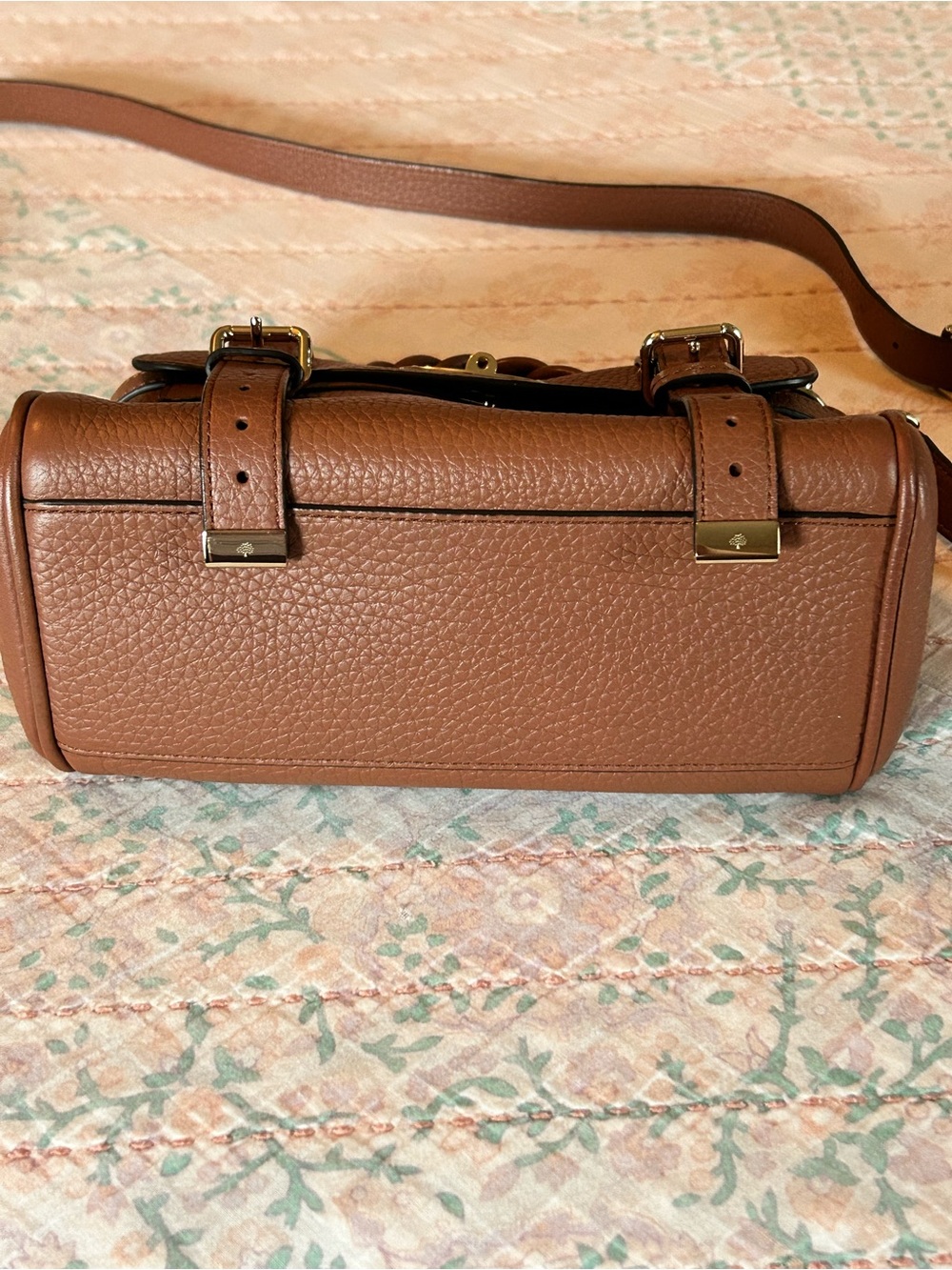 Mulberry Mini Alexa Heavy Grain Leather Satchel Chestnut Brown Retails $1345 EUC - Picture 7 of 17